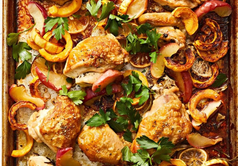Best Sheet Pan Chicken with Apples and Delicata Squash Recipe - How To Make Sheet Pan Chicken with Apples and Delicata Squash