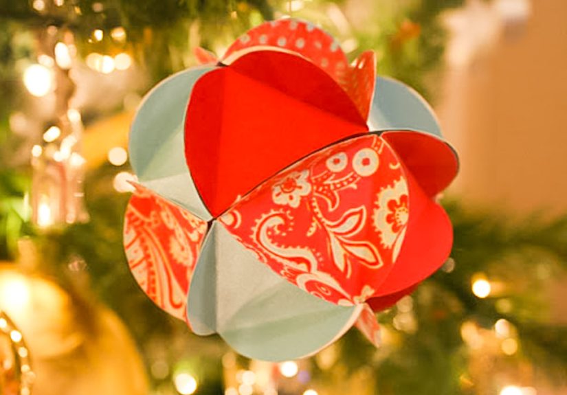 3D Pieced Paper Ball Ornament (Paper Christmas Decorations; Day 6)