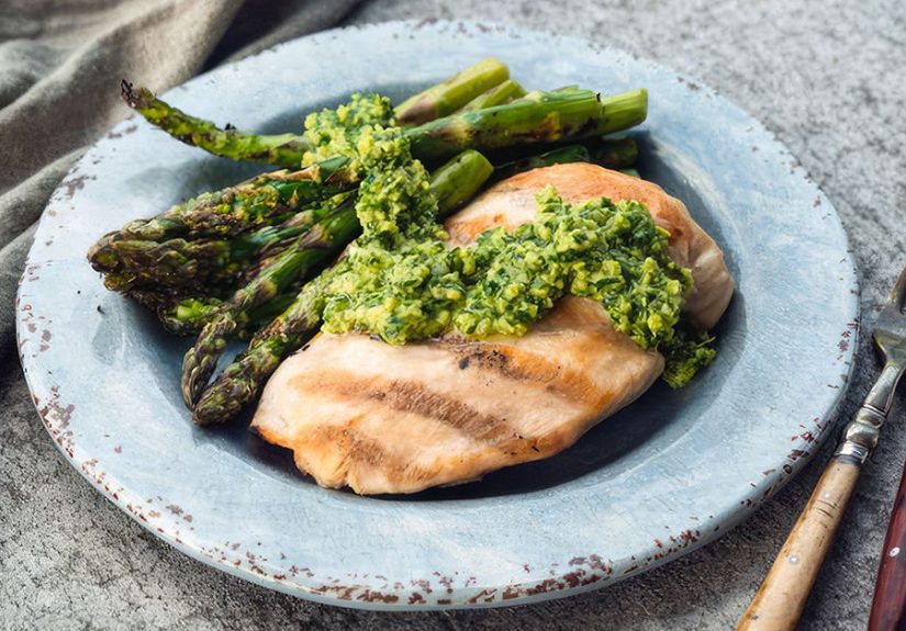 Arugula Pesto Chicken and Asparagus