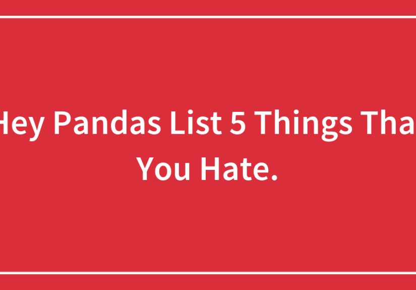 Hey Pandas, List 5 Things That You Hate.