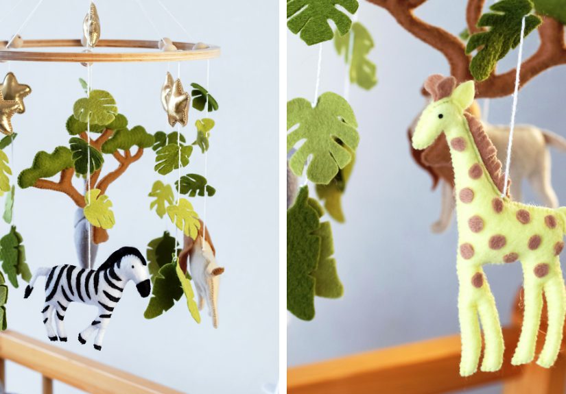 I Made An Adorable Baby Safari Mobile Out Of Felt (10 Pics)
