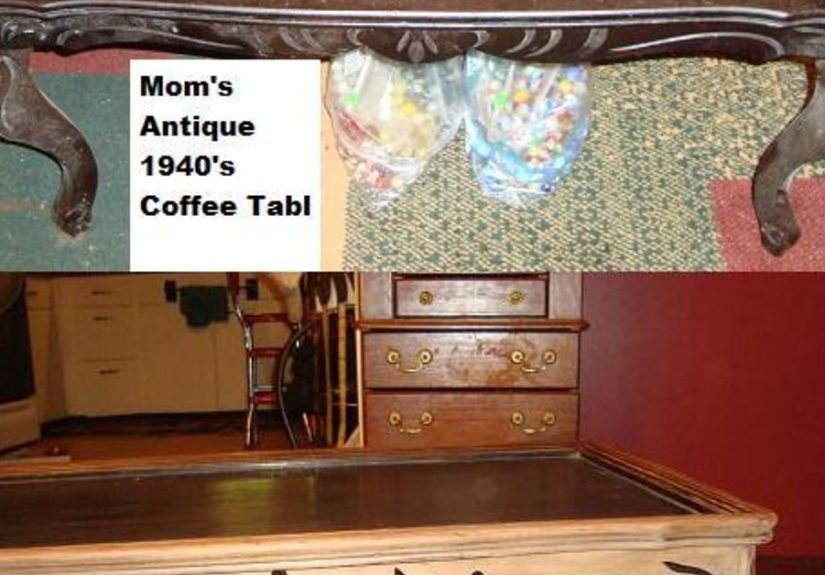 Upcycling Antique Coffee Table With Marbles