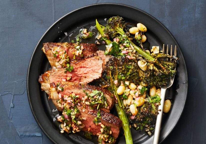 Best Steak with Beans and Roasted Broccolini Recipe - How To Make Steak with Beans and Roasted Broccolini