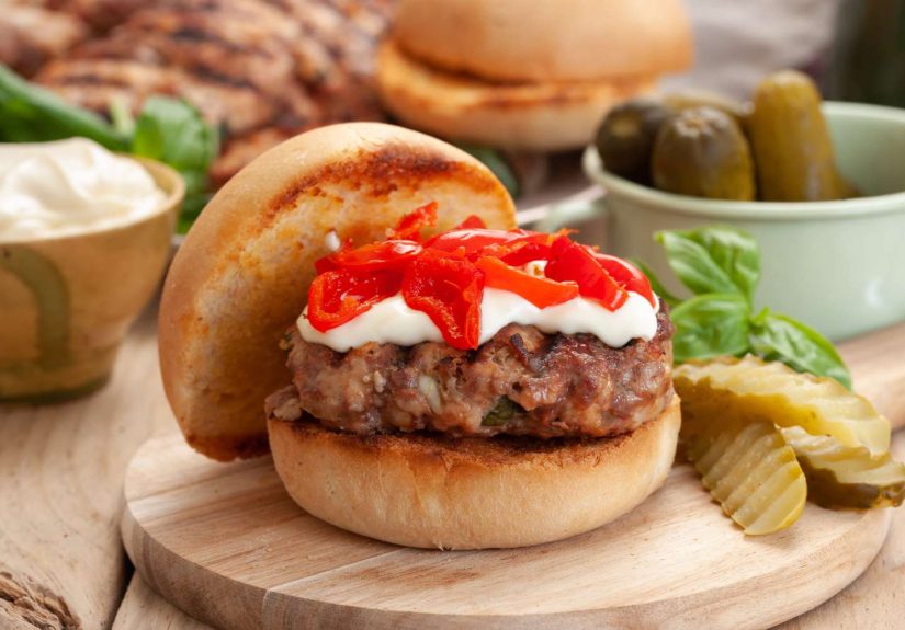 Grilled Beef and Turkey Burgers With Basil Recipe