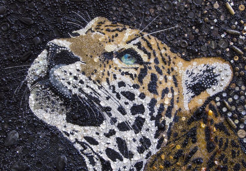 I Created This Leopard Using Just Beads And Buttons
