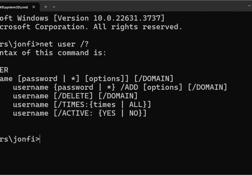 Manage Users in Windows with the net user Command