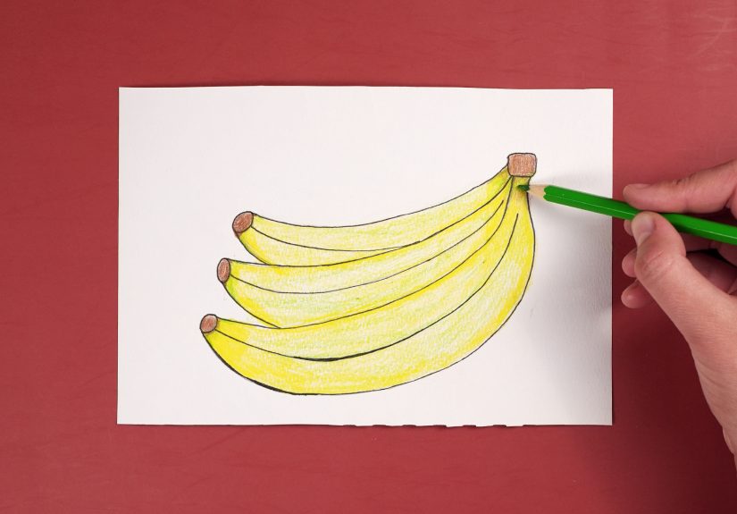 How to Draw a Banana or Banana Bunch: Easy Beginner Tutorial