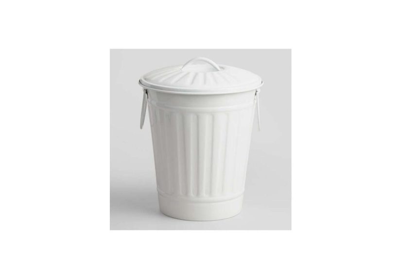 Matte White Retro Metal Trash Can