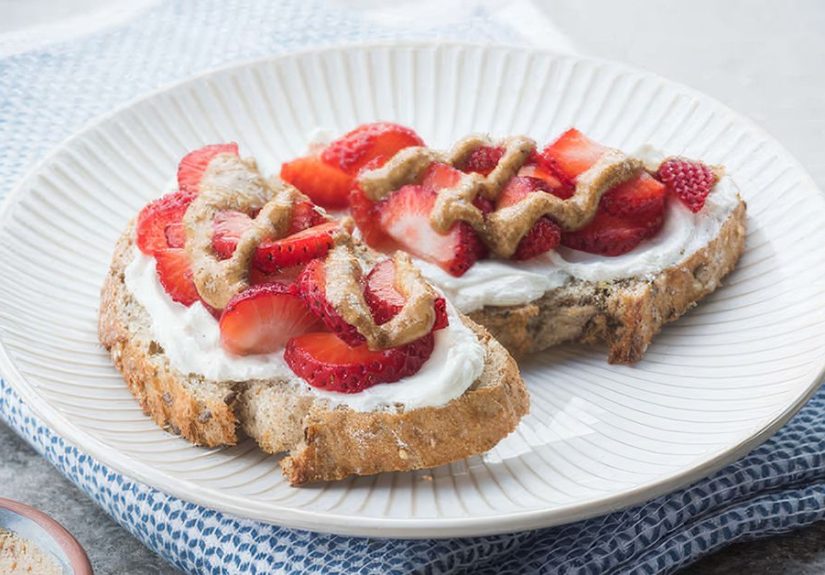 Morning Toast with Strawberries, Yogurt, and Almond Butter