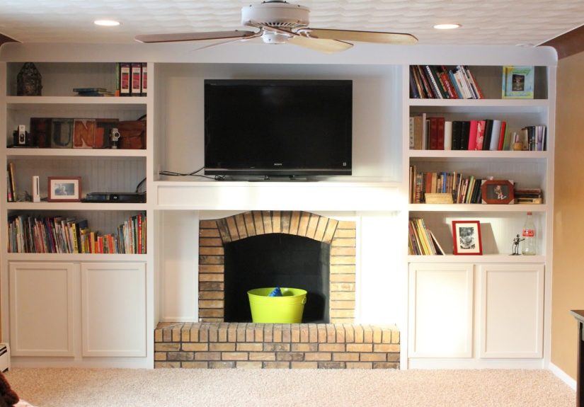Fireplace Remodel With Built-in Bookshelves