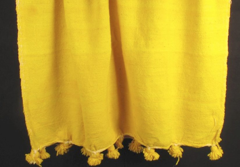 Pom Pom Yellow Throw Blanket