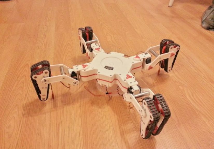 Quadruped Walks Of Four Legs, Rolls On Four Treads